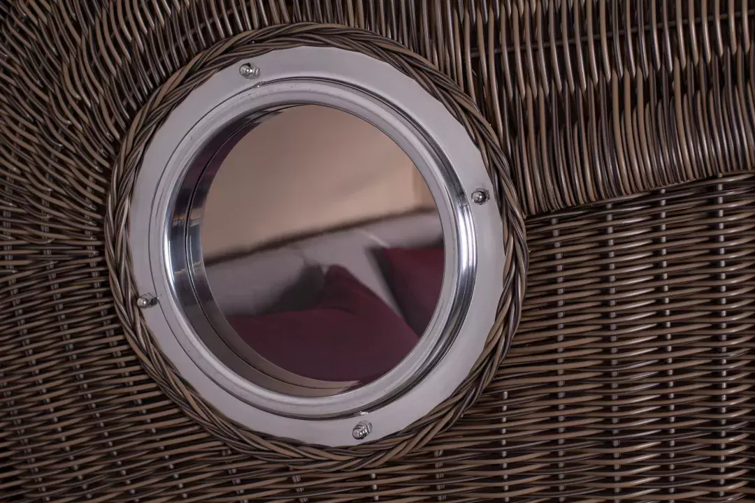 Strandkorb Westerland Teak Bullauge PE grey Dessin 588